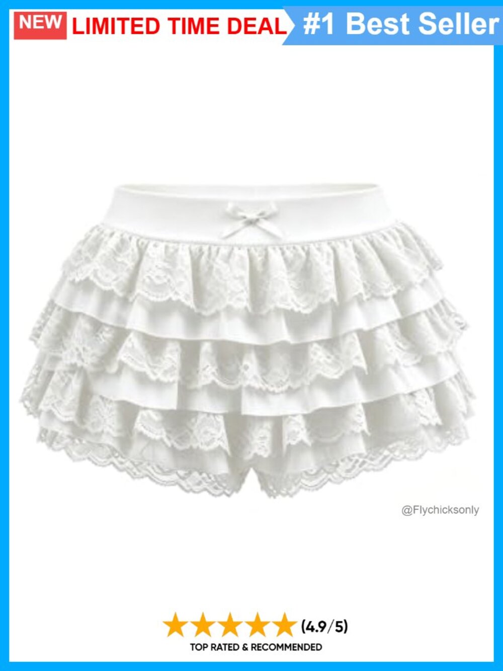 Lace Ruffle Mini Skirt Lolita Bloomers Elastic Waist Skort
